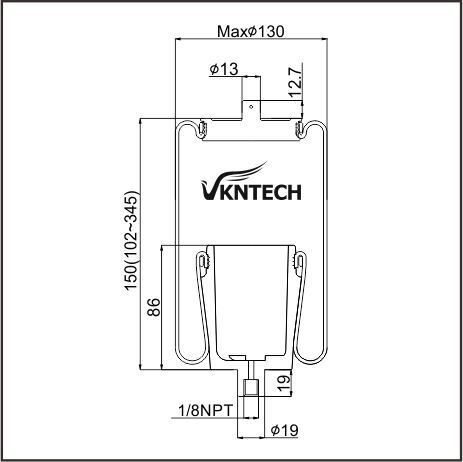 CABIN AIR SPRING 1102-0043 (FRT.NBD-13262 FIP-102215 WHITE KW,MACK)  Firestone W02-358-7056  REPLACED BY VKNTECH 1S7056