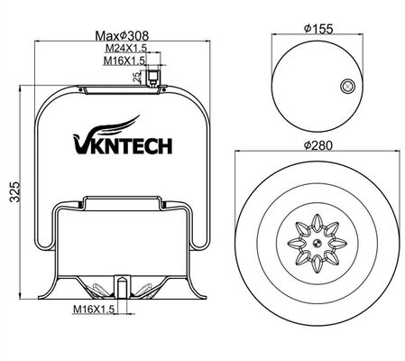 نوابض هوائية للشاحنات لمرسيدس بنز A 974.320.04.17 A 946.320.04.17 كونتي تيك 4757NP09 دنلوب D13T02 جوديير 9520 سي إف غوما 1VSC30026 206786 بديل بواسطة VKNTECH 1K4757-3